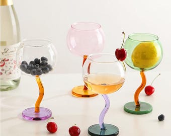 Färgglada bubbelvinglas, 2-pack glas, personliga glas, eleganta vin- och cocktailglas, födelsedagspresenter, julklappar
