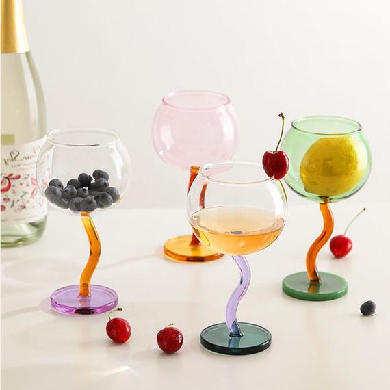 Bunte Bubble-Weingläser, 2er-Pack Stemware, personalisierte Gläser, elegante Wein- und Cocktailgläser, Geburtstagsgeschenke, Weihnachtsgeschenke