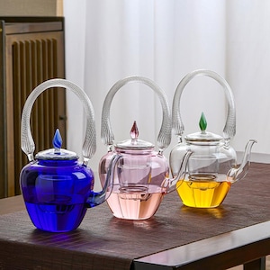 Borosilicate Glass Teapot, Heat Resistant Teapot, Teapot With Infuser, Stovetop Safe Teapot, Handmade Teapot, Loose Leaf Teapot,Gift For Her