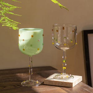 Creative colorful sugar bean wine glass, vintage relief diamond goblet, 2-pack red wine glass, unique wine glass, birthday gift,gift for her