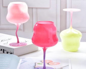 Creative Cream Red Wine Glasses, 2-Pack Of Colorful Goblets, Twist Wine Glass, Unique Wine Glasses, Wine Set, Birthday Gift, Wedding Gift