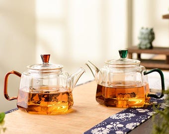Handmade Glass Teapot Tea Set, Teapot With Infuser, Stovetop Safe Teapot, Teapot Cup, Afternoon Tea Set, Lead-Free Teapot, Gift For Father