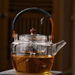 High Temperature Resistant Glass Teapot, Anti-Scalding Handle Kettle,Teapot With Infuser,Lead-Free Teapot,Stovetop Safe Teapot,Birthday Gift