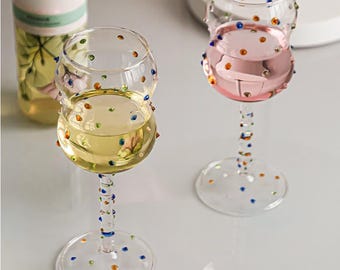 Vinglas med färgade ädelstenar, personliga glas, presenter till vinglas, 2-pack vinglas, glasglas, present till mamma, födelsedagspresent