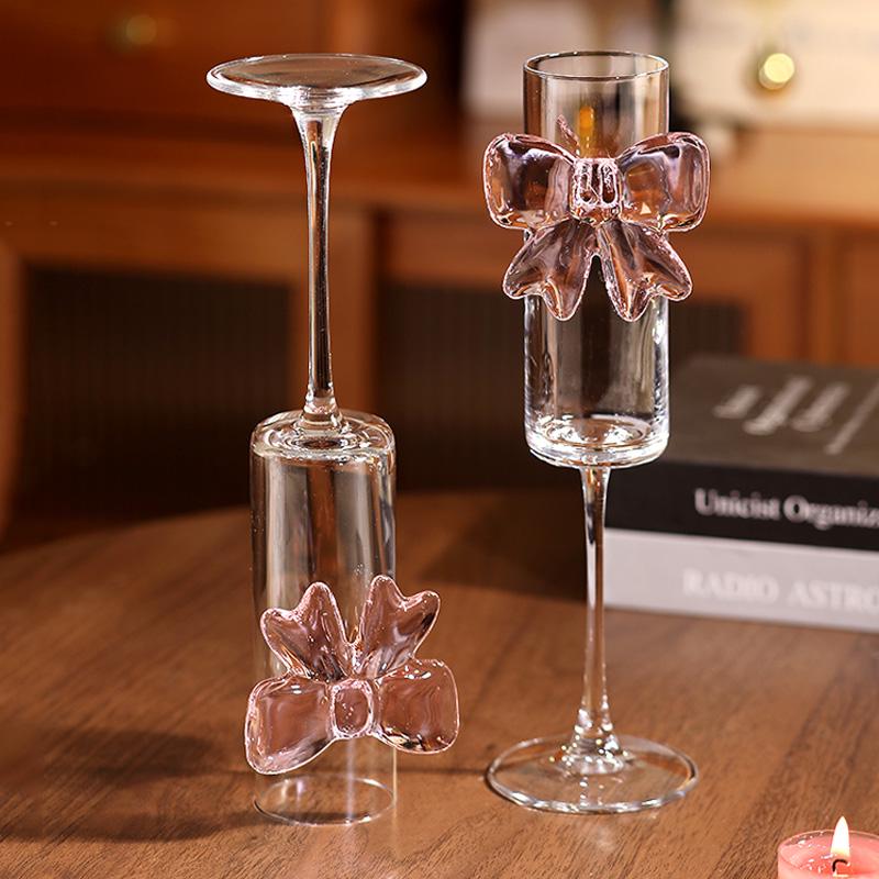 Spectacles Gift Cute Bow Wine Glasses, Champagne Flute, Crystal Wine Glass Set of 2 ...