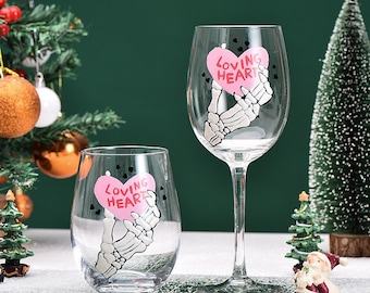 Eternal Love Painted Wine Glasses, Pack of 2 Handblown Wine Glasses, Creative Wine Glasses, Crystal Goblets, Gifts for Her, Gifts for Mom