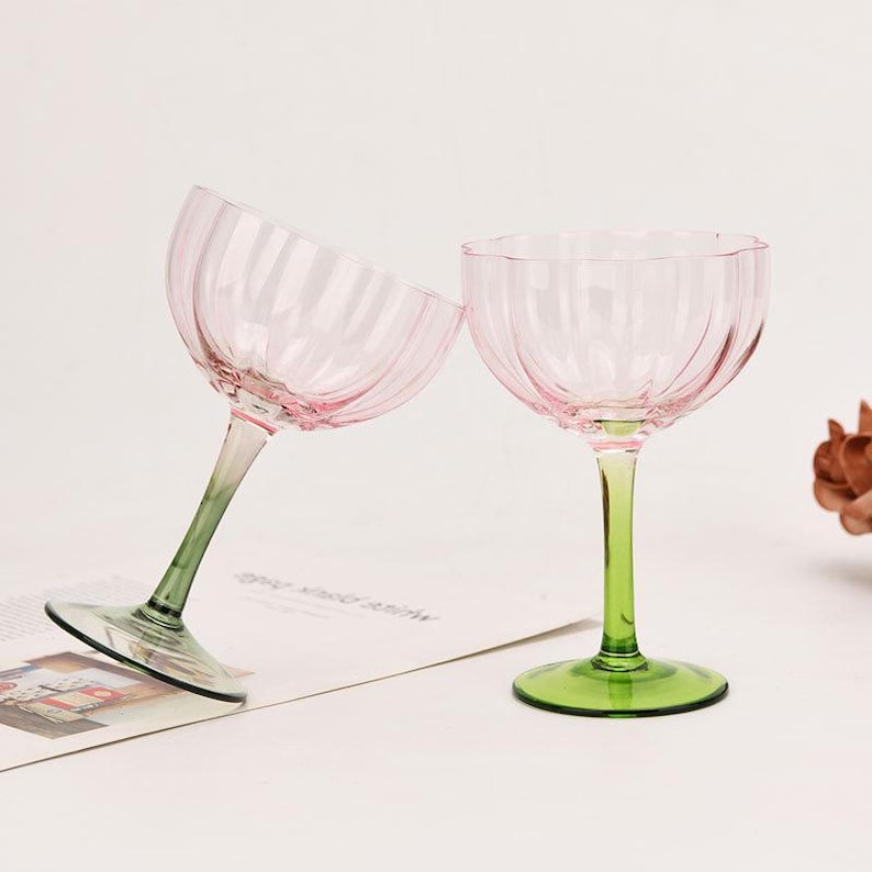 Pink Flower Wine Glasses