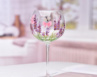 NymphFable Bicchieri Vino Dipinto a Mano Girasole Farfalla Calici Vino 15oz Regalo per Famiglia e Amico