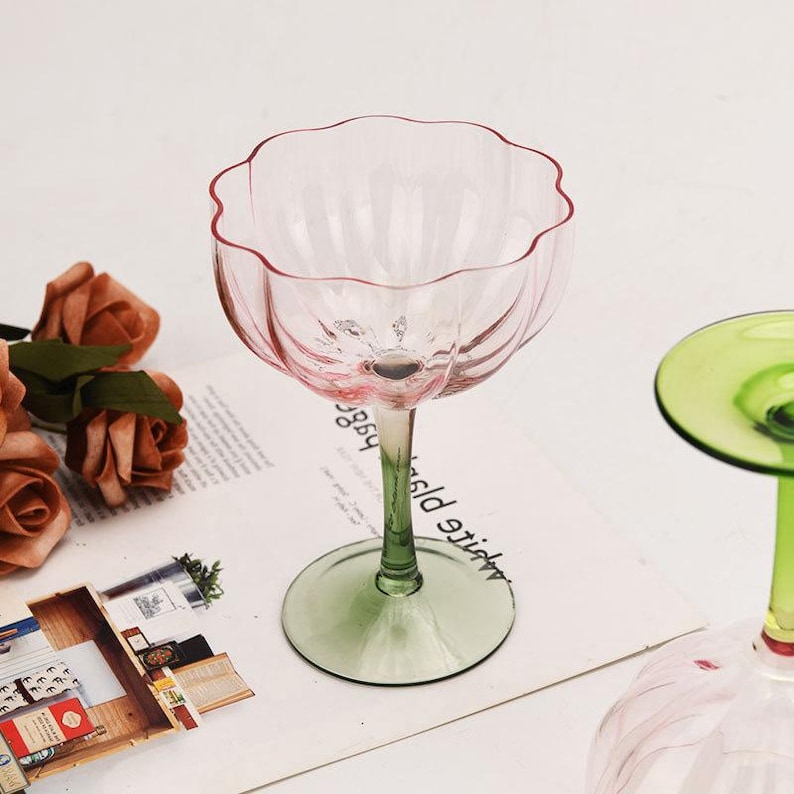 Pink Flower Wine Glasses - Thumbnail 4