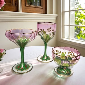 Hand-Painted Wine Glasses, Crystal Glass Glasses, Retro Wine Glasses 2-Piece Set, Creative Stemware, Wedding Wine Glasses, Wedding Gifts