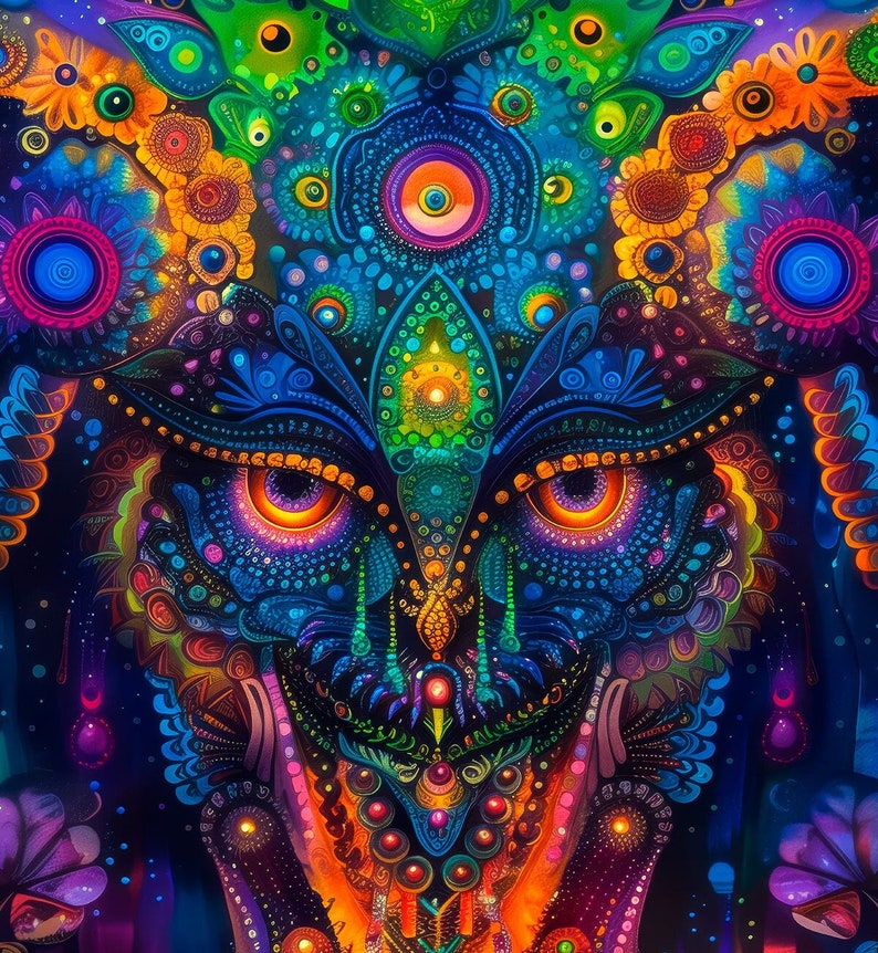 UV TAPESTRY «astral Guardian» - Blacklight Uv Trippy Backdrop Psy ...