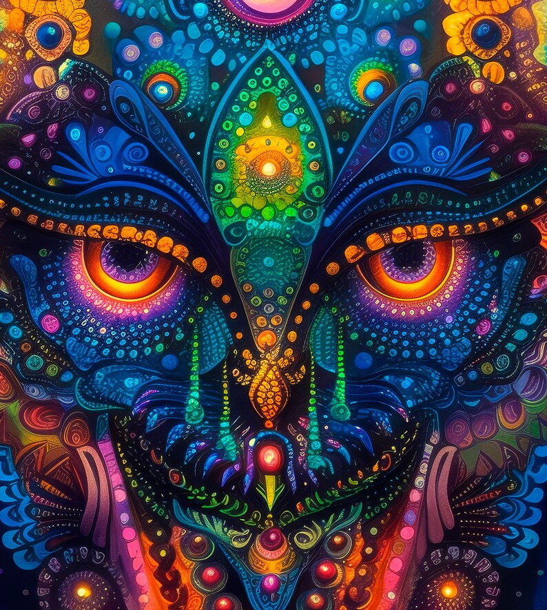 UV TAPESTRY «astral Guardian» - Blacklight Uv Trippy Backdrop Psy ...