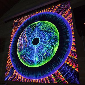 UV 背景 ダンス コーアン アクティブ 背景 壁掛け トリッピー サイケデリック タペストリー 蛍光スペースアート