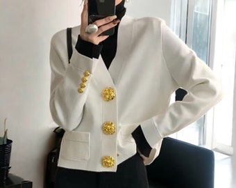 Cardigan blanc pour femme Mia | Cardigan boutonné