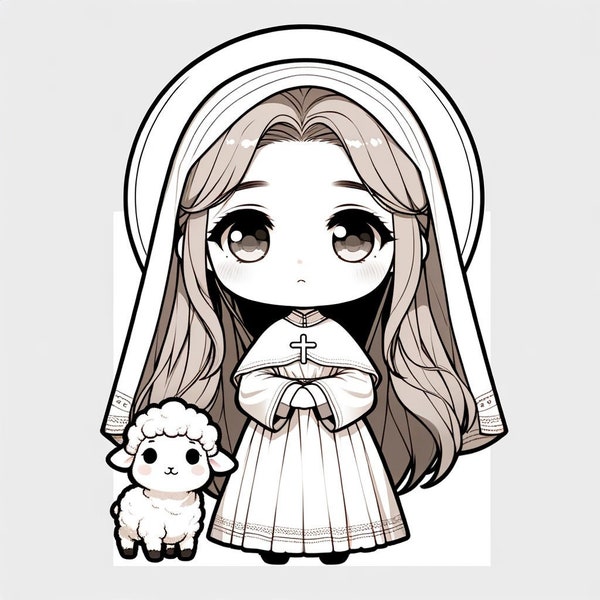 Chibi St. Agnes iPhone Wallpaper Digital Download