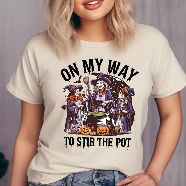 On My Way to Stir the Pot Shirt, Witchy Halloween Tshirt, Women