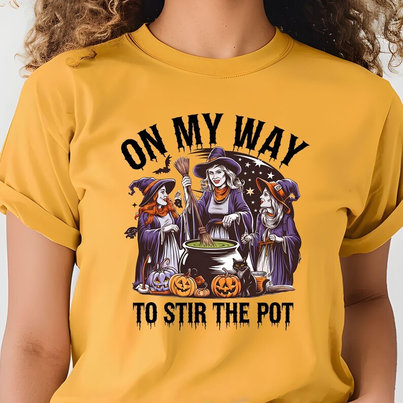 On My Way to Stir the Pot Shirt, Witchy Halloween Tshirt, Women