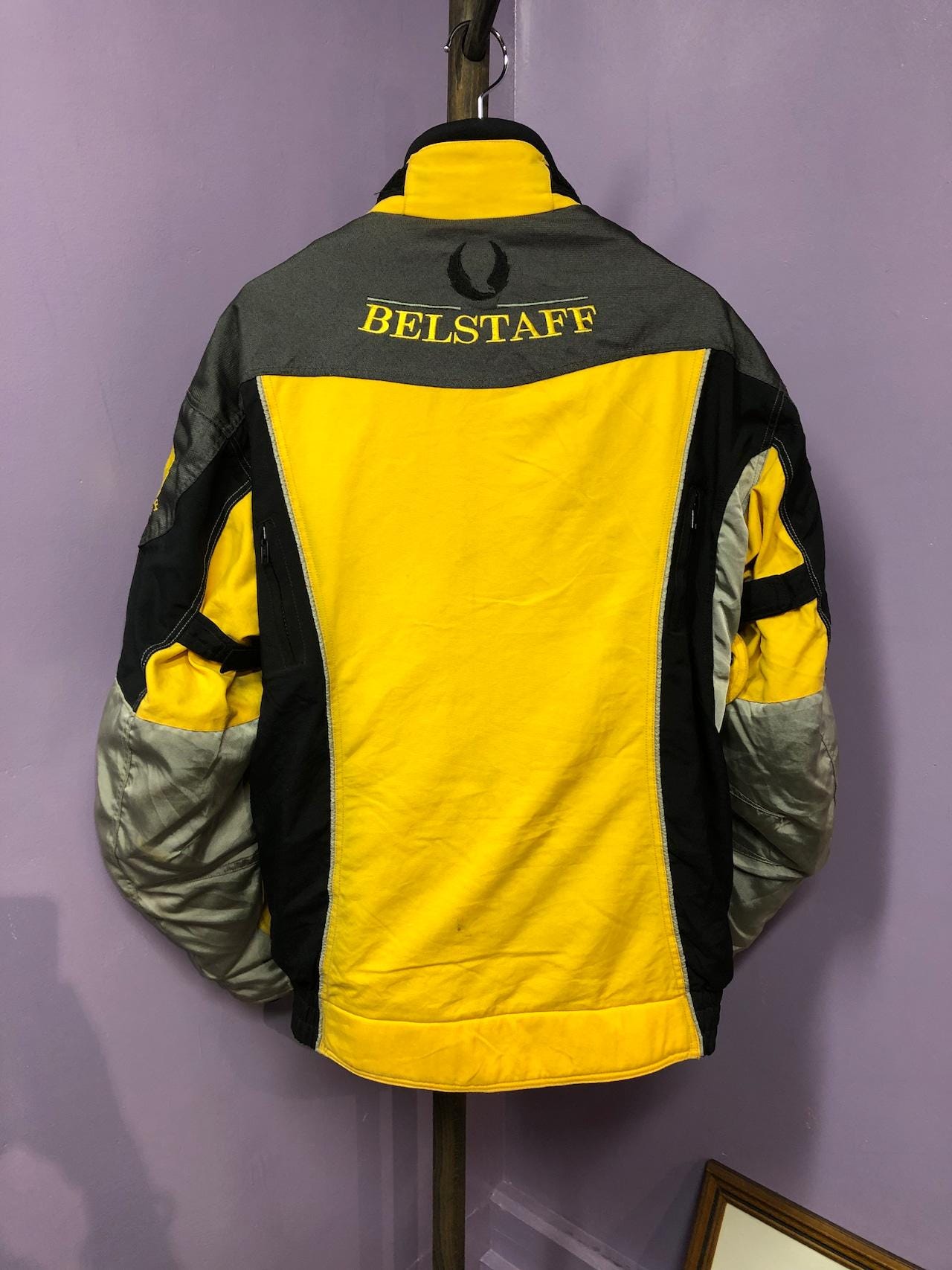 BELSTAFF イエロー＆ブラック ナイロン モーターサイクルジャケット