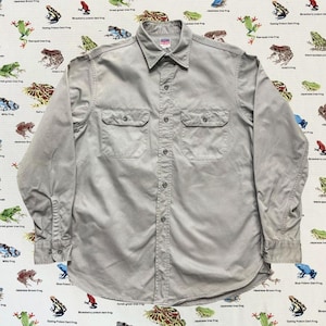 60s PENNEY&#39;S BIG MAC / Work Shirt / Gray / Cotton Army Cloth / Button-Up Shirt