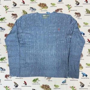 Polo by Ralph Lauren / Navy Blue Silk Cable Knit Sweater