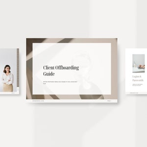 K&ouml;nnte beinhalten: Eine wei&szlig;e Seite mit dem Titel "Client Offboarding Guide" und dem Text "Alle Informationen zu Ihrem Projekt an einem zentralen Ort." Die Seite ist Teil eines gr&ouml;&szlig;eren Dokuments mit dem Titel "Offboarding Guide" und der Seitenzahl "Seite 1".