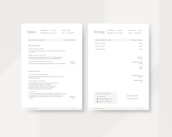 Cotización y recibo para pequeñas empresas / Plantilla editable de Canva / Rápida y sencilla / Profesional, minimalista, moderna