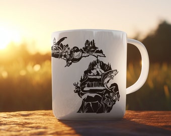 Taza de cerámica con silueta escénica de Michigan, recuerdo de los Grandes Lagos