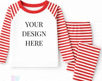 Red Striped Pyjama Mockup, Children’s Pjs, Nightwear Mockup, Instant PNG Mockup