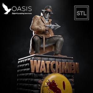 Maskerad Vigilante-figur STL – Noir Detective 3D-utskrivbar skulptur (digital nedladdning)