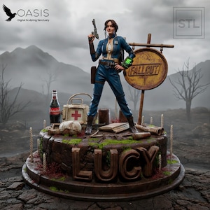 Lucy Wasteland Survivor Girl STL - Retro Shelter Charakter 3D Druckbares Modell