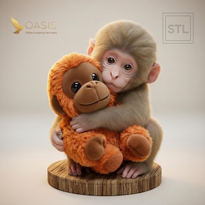 Kasperpuppe Baby Affe 3D Druck Modell - Chibi Tier STL, entzückende Sammlerfigur (digitaler Download)