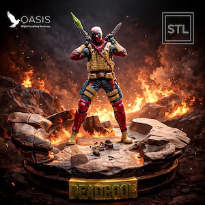 Masked Tactical Operator STL | Red Suit Combat Hero 3D Print Figure | Digital Download