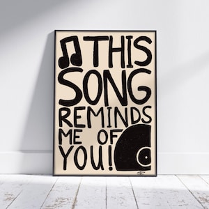 ESTA CANCIÓN ME RECUERDA A TI / Póster artístico / Impresión artística / Póster hecho a mano / Decoración de pared / Descarga digital