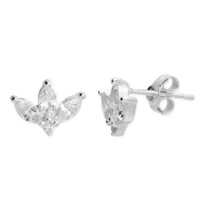 Cubic zirconia triple petal stud