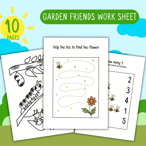 Nature-Inspired Printable Preschool Worksheets | Garden Friends Activities | TAME ME