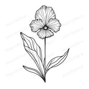 Violette Geburtsblumen Clip Art - Minimalistische botanische Line Art (10er Set) | Februar Blume | Digitaler Download | 300 DPI