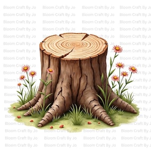 Tree Clip Art Bundle – Tree Stump – Watercolor | Digital Download 300 DPI