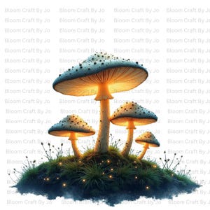 Enchanted Touches – Glowing Mushrooms – Watercolor Forest Magic Clipart Series