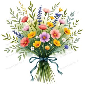 Flore des champs et des prairies – Collection de cliparts aquarelle de fleurs sauvages | Floraison mixte | Téléchargement numérique inspiré de la nature 300 ppp