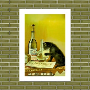 Absinthe Bourgeois | Vintage Poster Print, Absinthe Cat Advertisement, French Vintage Posters, Alcohol Posters, Absinthe | Instant Download