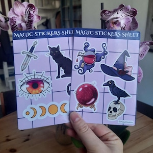 Holographic magic witchy stickers sheet A6