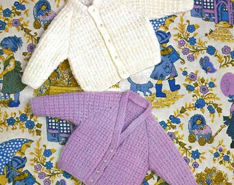 Baby Cardigan Knitting Pattern: Textured Round-V Neck (Digital Download)