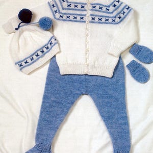 Baby  Patterned Jacket Leggings hat & Mitts pram suit Vintage knits *16&quot; 22 chest*  DK (8ply) Knitting pattern* Downloadable PDF* Boy Girl