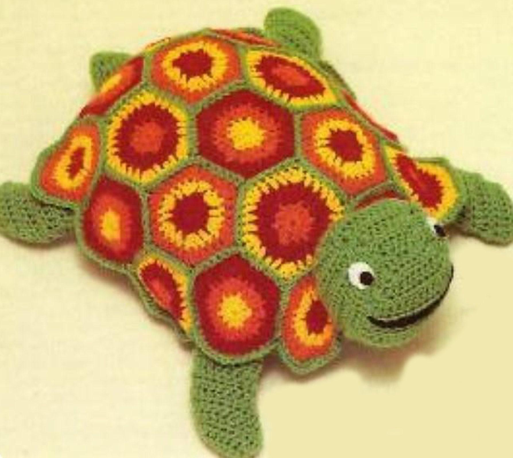 Granny Squares Crochet Turtle Pattern- Soft Toy Crochet Pattern- Aran ...