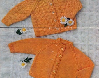 Child's Easy Beginners Cardigan plain & Textured Knitting Pattern -DK-8ply(Light Worsted yarn) Instant Download-20-22" chest