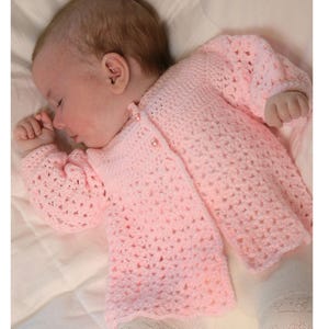 Baby crochet cardigan - matinee jacket crochet pattern dk 8ply wool- download pdf 18"-20* uk crochet terms