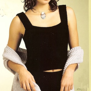 Woman&#39;s Singlet Top *Garter Stitch Knitting Pattern* Easy knit with Scarf Wrap*Beginner knitting * bust 26&quot; - 46&quot; Larger sizes- Download PDF