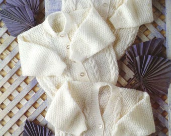 Cable Knit Baby Cardigan Pattern: 4ply, Premie to 24" (Digital Download)