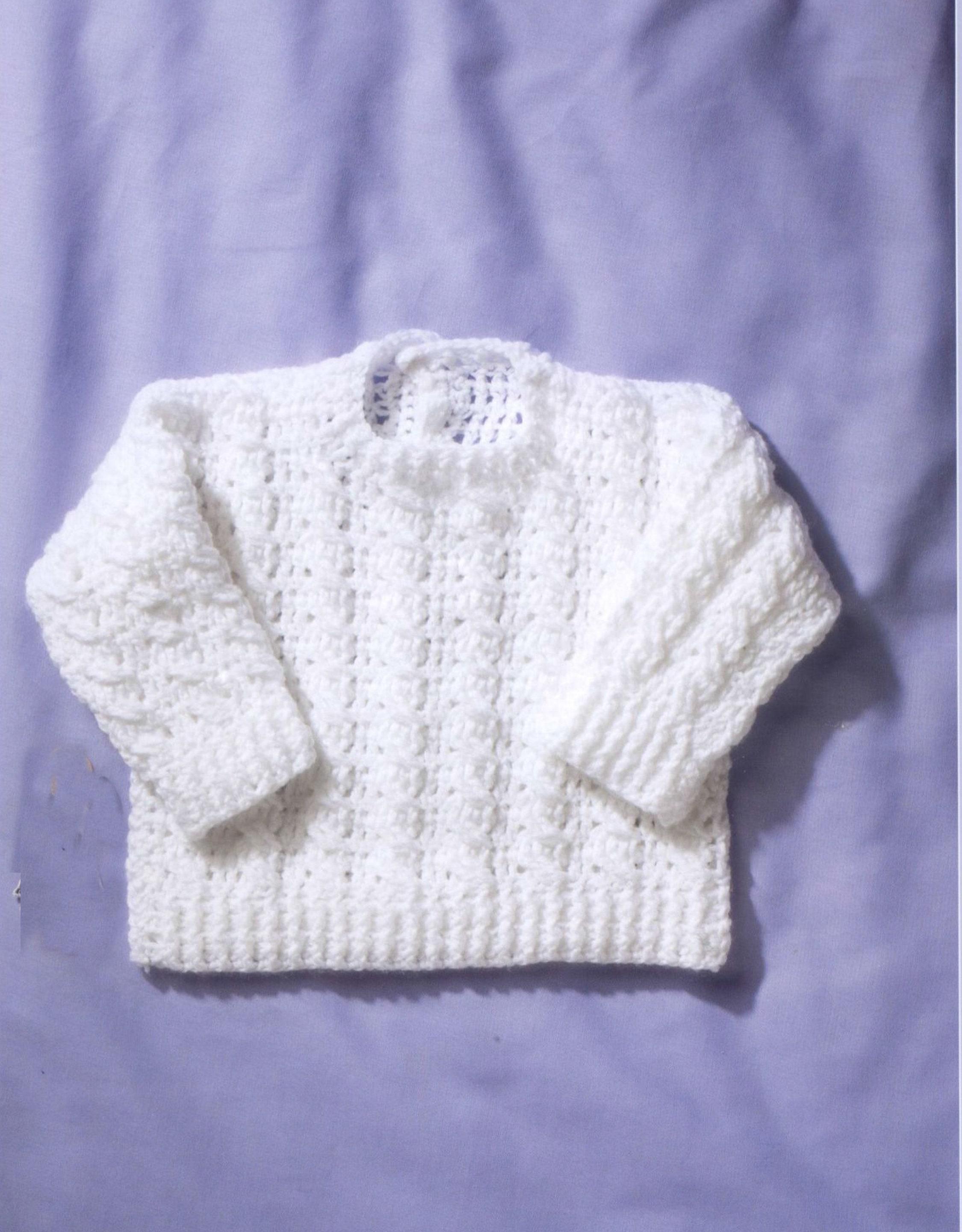 16+ White Crochet Jumper Baby Boy Girl Long Sleeved Crochet Jumper Pattern in Dk 8 Ply Light