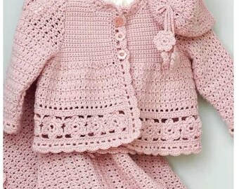Baby Crochet Cardigan - Jacket  Hat Blanket & baby blanket Crochet Pattern dk 8ply wool- Download PDF Birth-18 m-  See notes crochet terms